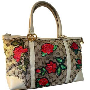 Gucci Canvas Lovely Heart-Shaped Interlocking GG Tote